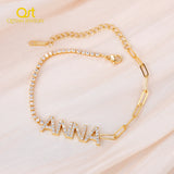 Personalized Zircon Name Bracelet with Tennis Chain CZ Diamond