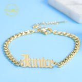 Personalized Name Bracelet 18K plated Cuban Chain Old English Font Women