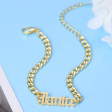 Personalized Name Bracelet 18K plated Cuban Chain Old English Font Women