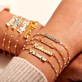Enamel Name Bracelet Bangle - Personalized Chain Jewelry Gift