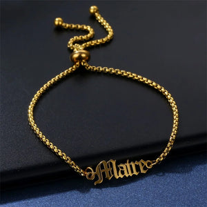 Custom Name Bracelet Stainless Steel Adjustable Chain