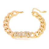 Personalized Name Bracelet Cuban Link Chain Stainless Steel Charms Jewelry