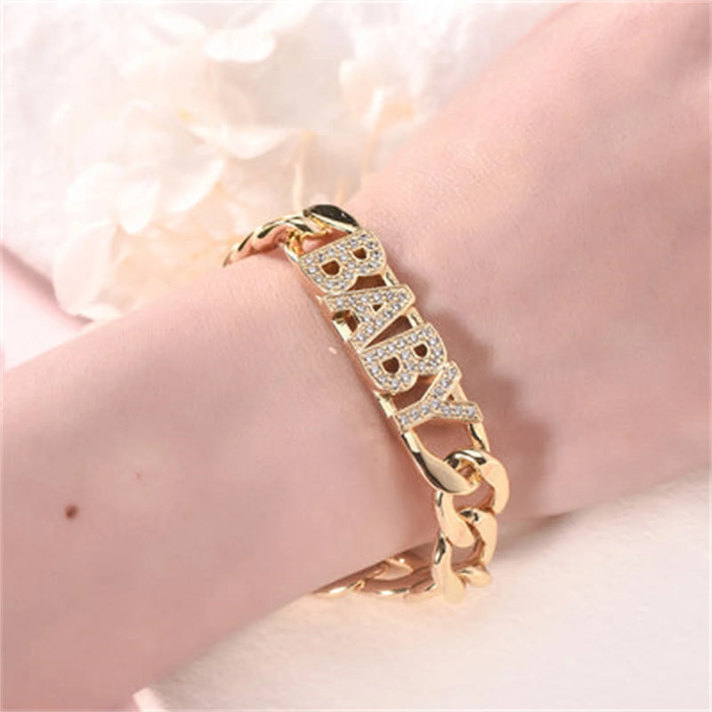 Personalized Name Bracelet Cuban Link Chain Stainless Steel Charms Jewelry