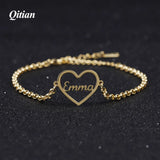 Heart Nameplate Bracelets for Couple Stainless Steel Jewelry