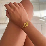 Personalized Stainless Steel Name Bracelet Double Layer Bangle