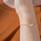 Personalized Name Bracelet, Stainless Steel, Cursive Nameplate, Christmas Gift