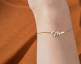 Personalized Name Bracelet, Stainless Steel, Cursive Nameplate, Christmas Gift