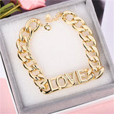 Custom Name Bracelet with Cuban Link Chain Stainless Steel Charms
