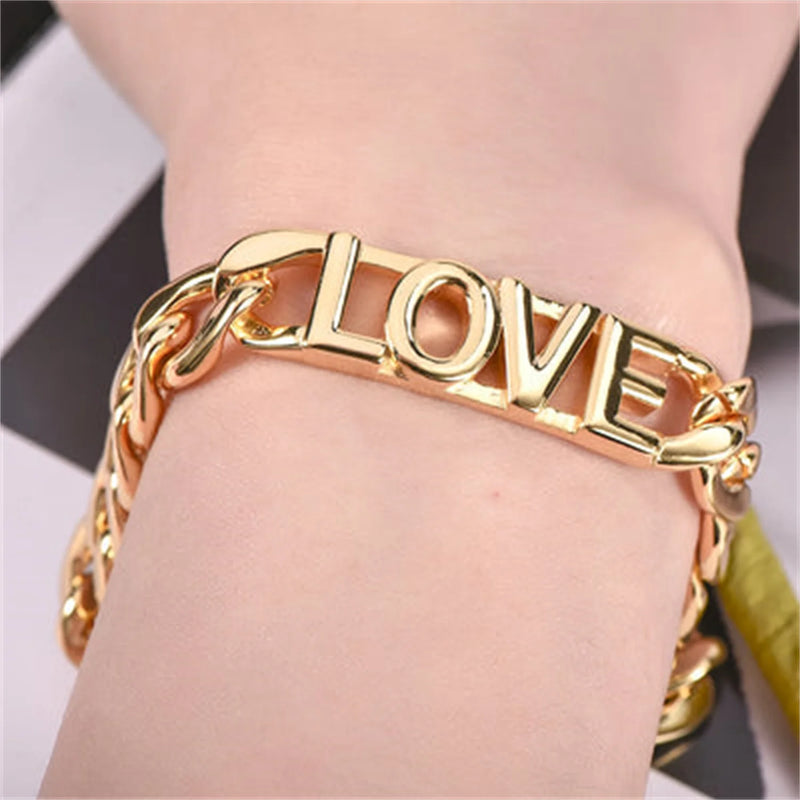 Custom Name Bracelet with Cuban Link Chain Stainless Steel Charms