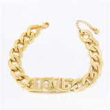 Custom Name Bracelet with Cuban Link Chain Stainless Steel Charms