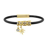 Personalized Name Bracelet with Bead & Birthstone Letter Bangle
