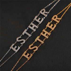 Personalized Name Bracelet Micro Pave CZ Charm Bracelets