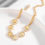 Zircon Letter Bracelet Stainless Steel Jewelry For Women