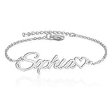 Personalized Name Bracelet for Women - Custom Heart Charm Jewelry