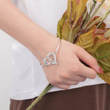 Personalized Mother Bracelet with 6 Birthstones Engraved Cross & Heart