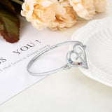 Personalized Mother Bracelet with 6 Birthstones Engraved Cross & Heart