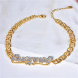 Heart Double Plate Two Toned Name Bracelet Stainless Steel Jewelry