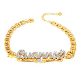 Heart Double Plate Two Toned Name Bracelet Stainless Steel Jewelry