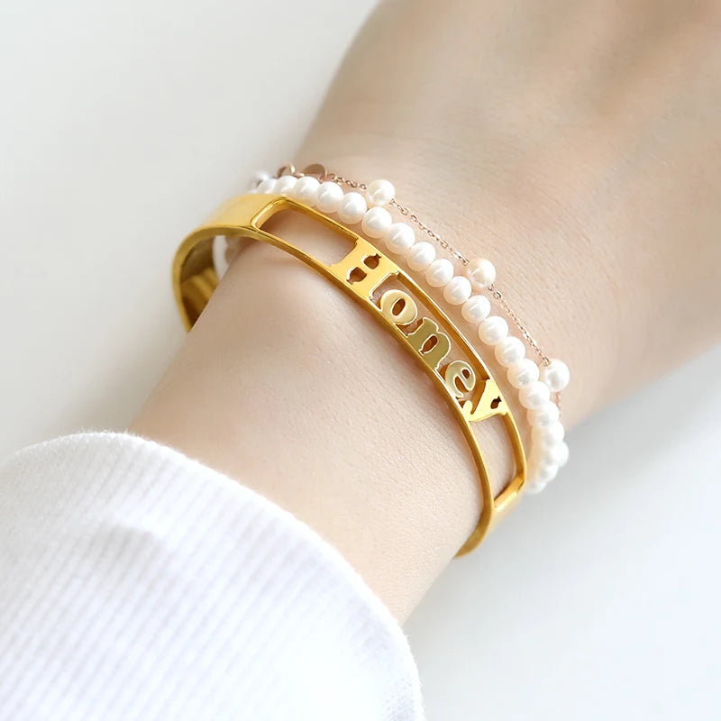 Custom Name Bracelets Stainless Steel Bangle For Women