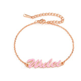 Personalized Name Bracelets 18K Letter Chain Bangle Stainless Steel