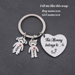 Personalized Family Keychain Mom Gift Child Pendant Keyring