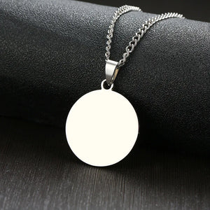 Personalized Name Coin Necklace Stainless Steel Pendant Engraving Constellation