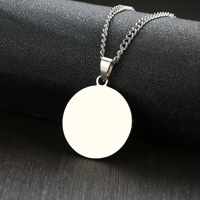 Personalized Name Coin Necklace Stainless Steel Pendant Engraving Constellation