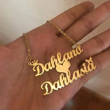 Personalized Couple Necklaces Mom Baby Nameplate Crown Heart BFF