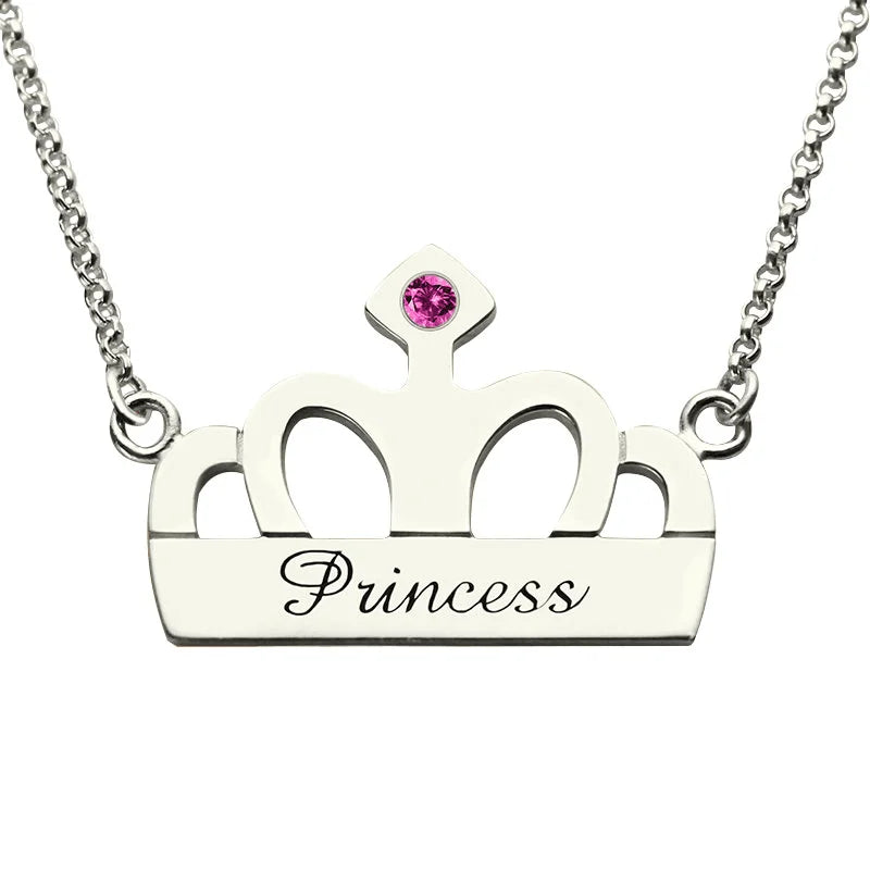 Personalized Crown Necklace for Little Girl
