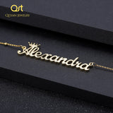 Personalized Name Crown Necklace Cursive Font Nameplate Pendant Stainless Steel