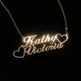 Custom Name Crown Necklace Cursive Font Nameplate Stainless Steel Chain