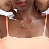 Personalized Name Crown Necklace Cursive Font Pendant