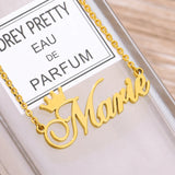 Personalized Name Crown Necklace Cursive Font Pendant