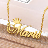 Personalized Name Crown Necklace Cursive Font Pendant