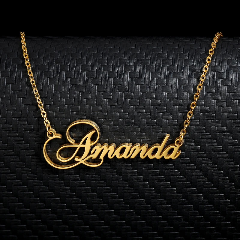 Personalized Name Crown Necklace Stainless Steel Charm Name Jewelry Any Name