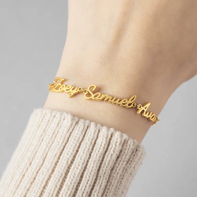 Personalized Name Bracelets Stainless Steel Charms Handwriting