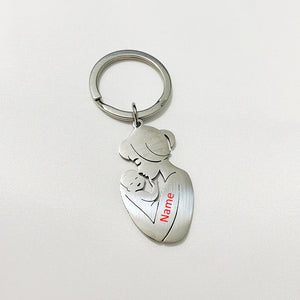 Custom Name Keychain Mother Baby Stainless Steel Key Ring Gift for Mom