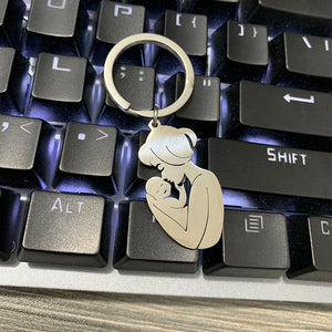 Custom Name Keychain Mother Baby Stainless Steel Key Ring Gift for Mom