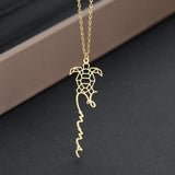 Lovely Turtle Cat Name Necklace Stainless Steel Pendant