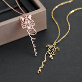 Lovely Turtle Cat Name Necklace Stainless Steel Pendant