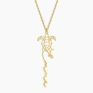 Lovely Turtle Cat Name Necklace Stainless Steel Pendant