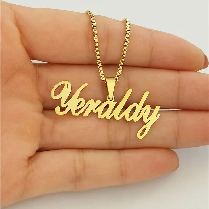Custom Name Necklaces Stainless Steel Box Chain Jewelry
