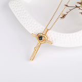 Personalized Name Photo Cross Projection Necklace 925 Silver For Women