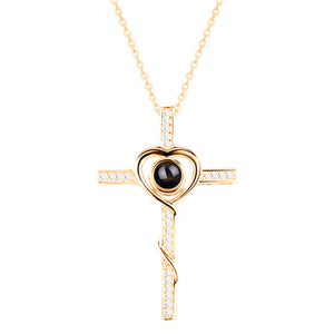 Personalized Name Photo Cross Projection Necklace 925 Silver For Women