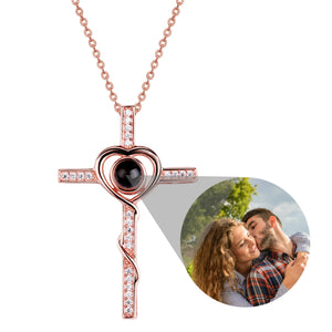 Personalized Name Photo Cross Projection Necklace 925 Silver For Women
