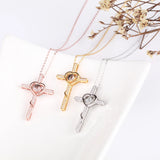 Personalized Name Photo Cross Projection Necklace 925 Silver For Women