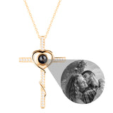 Personalized Name Photo Cross Projection Necklace 925 Silver For Women