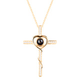 Personalized Name Photo Cross Projection Necklace 925 Silver For Women