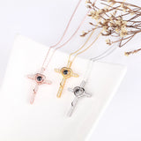 Personalized Name Photo Cross Projection Necklace 925 Silver For Women