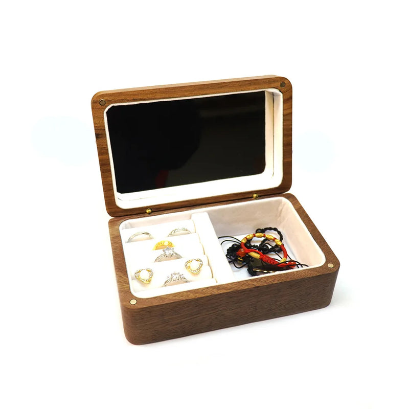 Personalized Walnut Jewelry Storage with Mirror